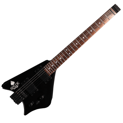 BootLegger Guitar Spade Gibson Scale 24.75 Headless Guitar With Case 2022 Black image 1
