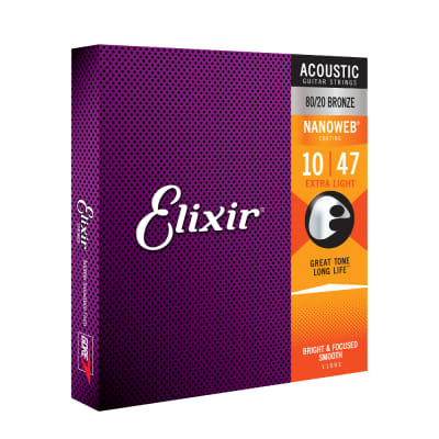 1 Set Elixir 11002 Nanoweb Acoustic Guitar Strings Extra Light 10-47 image 3