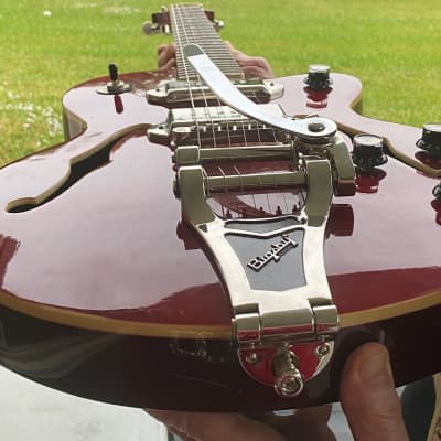 Epiphone Wine Red with reverse Bigsby to palm/wrist/elbow use WildKat Studio image 9