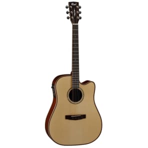 Cort AS-M4 NAT Solid Sitka Spruce/Mahogany Dreadnought Cutaway with Electronics Natural Glossy