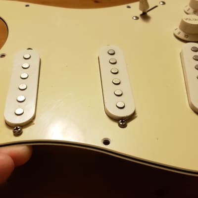 Loaded 11-hole, 3 Ply Pickguard  and Pickups from Fender Squier Stratocaster - White SSS. image 4