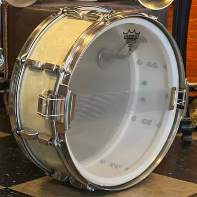 VINTAGE 1950's Leedy & Ludwig Drum Set in White Marine Pearl - 14x24, 9x13, 16x16, w/ 5.5x14 Snare image 6