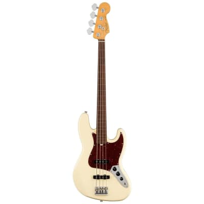 Fender American Professional II Jazz Bass Fretless Bass Guitar (Olymic White, Rosewood Fretboard) image 3