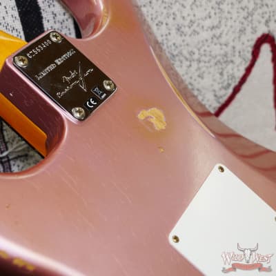 Fender Custom Shop 1959 Stratocaster AAA Rosewood Board Relic Faded Aged Burgundy Mist Metallic image 12