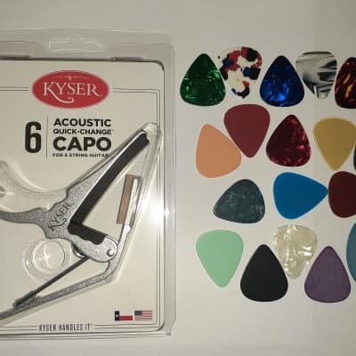 Kyser Silver Capo With 5 Assorted Picks image 1