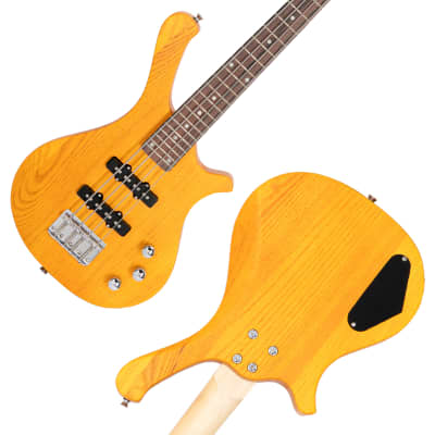 Glarry GW101 36in Small Scale Electric Bass Guitar Suit With Mahogany Body SS Pickups, Guitar Bag, Strap, Cable Transparent Yellow image 11