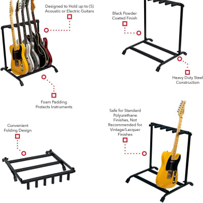 Rok-It Multi Guitar Stand Rack with Folding Design; Holds up to 5 Electric or Acoustic Guitars image 5