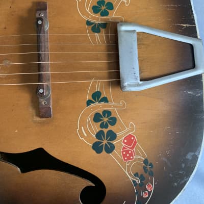 1940's Del Oro Archtop Acoustic w/Dice & 4 Leaf Clovers  RARE !! image 14