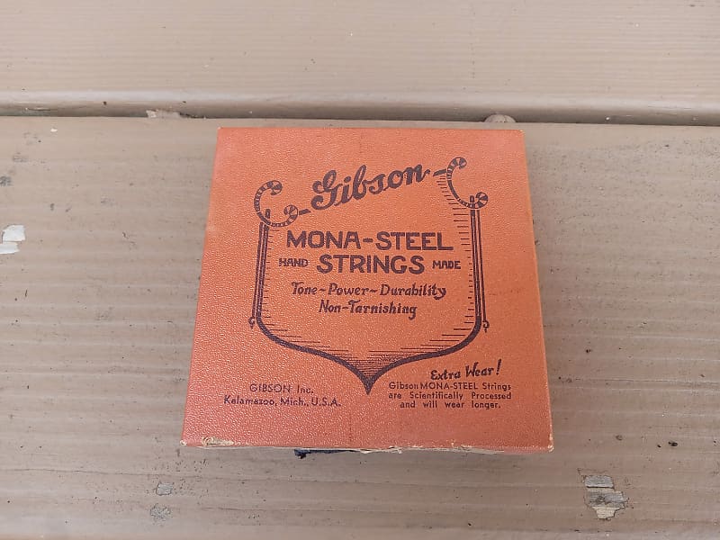 Vintage 1940's Gibson Script Logo Mona-Steel Guitar String Box w/ Packets! Rare, Original Case Candy! image 1