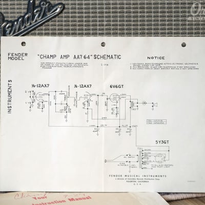 Serviced 1966 Fender Champ Amplifier with circuit diagram image 4
