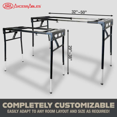 AxcessAbles KBS-BG Portable Folding Keyboard Stand Expandable 32" to 50"W 15"D Adjustable Height from 29" to 39" w/ Carrying Case for Transport and Storage image 4