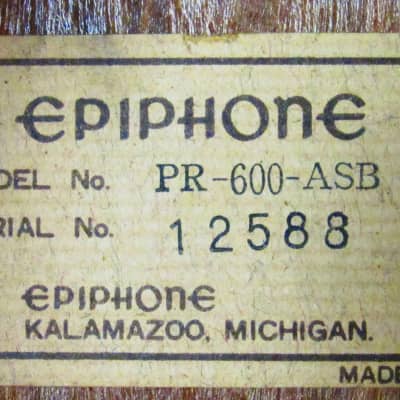 1988 EPIPHONE ACOUSTIC PR-600-ASB   6-STRING  GUITAR MADE IN JAPAN   w HARDSHELL CASE & STRAP MUST C Bild 4