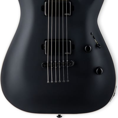 ESP LTD MH-1000 Baritone Electric Guitar, Black Satin image 1