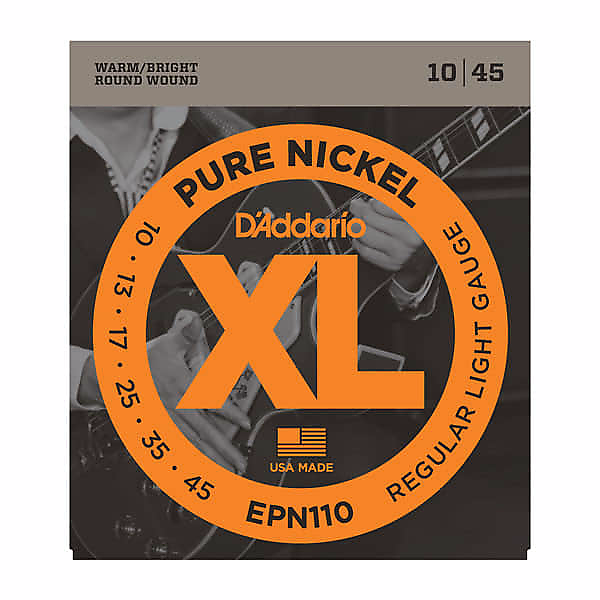 D'Addario EPN110 Pure Nickel Regular Light Guitar Strings image 1