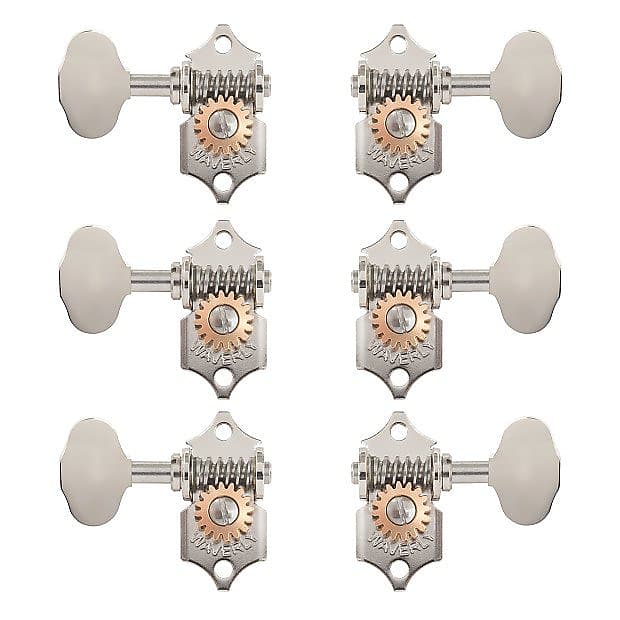 Waverly Guitar Tuners with Butterbean Knobs for Slotted Pegheads, Nickel,  3L/3R