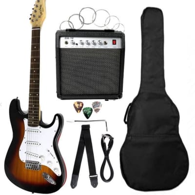 Luke & Daniel PK100-SB - kit chitarra elettrica sunburst con amplificatore e accessori for sale