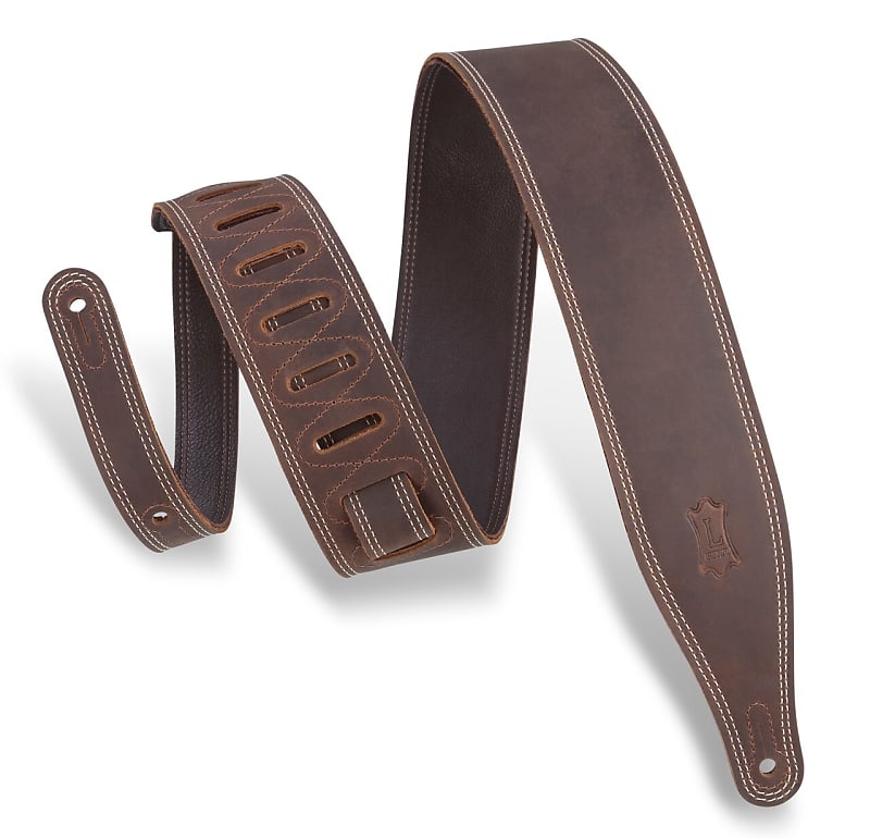 Levy's Garment Leather Guitar Strap; Brown image 1