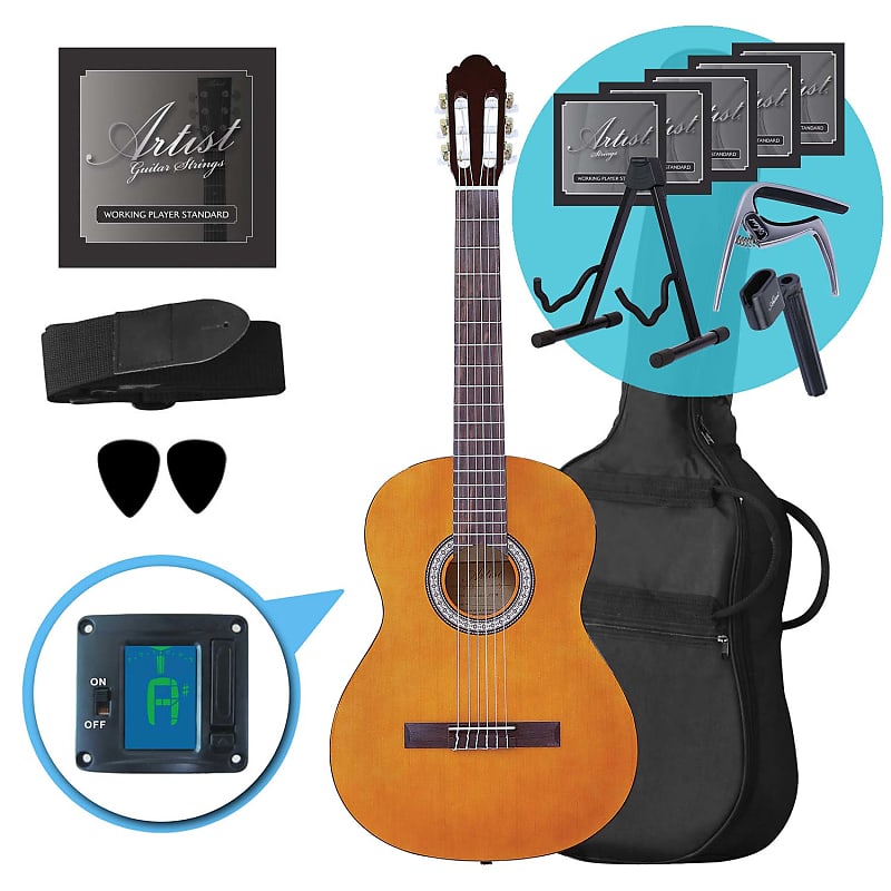 Artist CL44AM Full Size Classical Guitar Ultimate Pack - Amber image 1