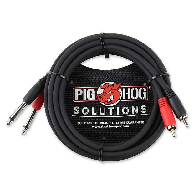 Pig Hog PD-R1410 Dual 1/4" TS Male to Dual RCA Male Cable - 10' image 1