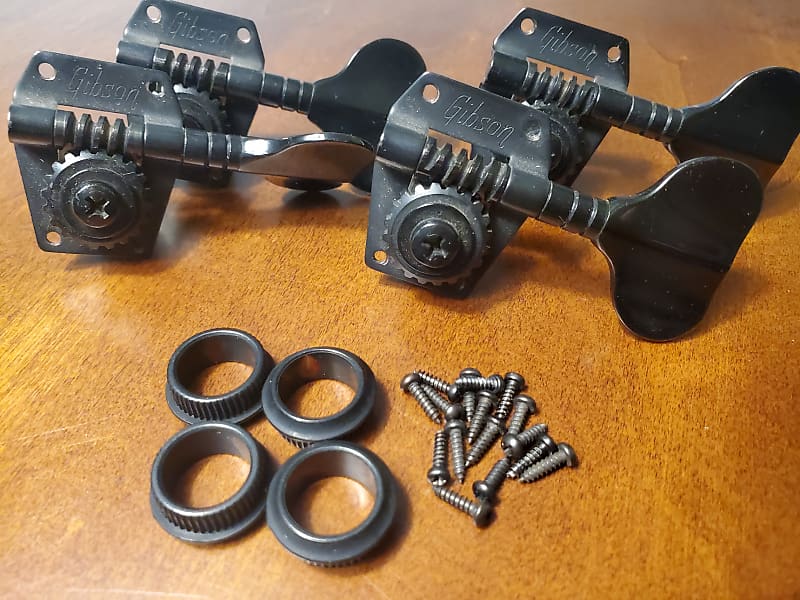 Rare Gibson Black Bass Logo Tuners 70s style complete Reverb