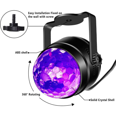 Uv Black Light For Glow Party 6w Led Disco Ball Strobe Lights For