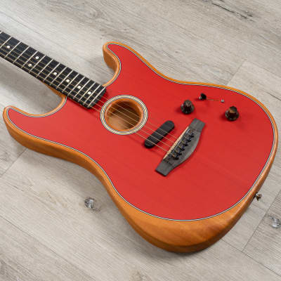 Fender American Acoustasonic Stratocaster Guitar, Ebony Fretboard, Dakota Red image 1