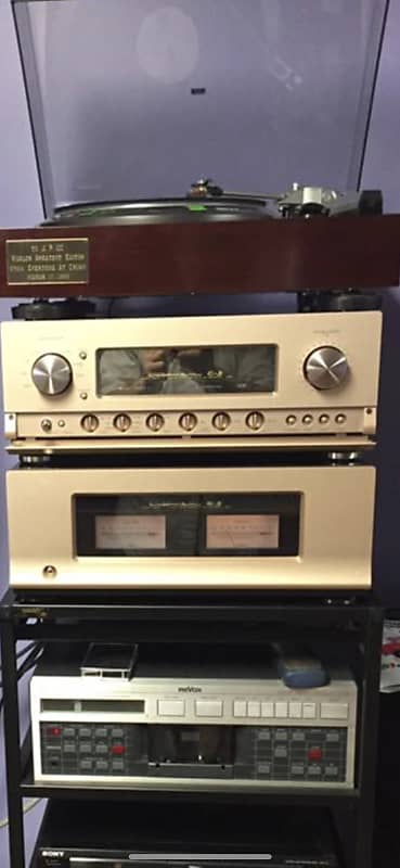 LUXMAN M-5 and C-5 1998 GOLD AMPLIFIER AND PREAMPLIFIER IN ORIGINAL BOXES AND MANUALS image 1