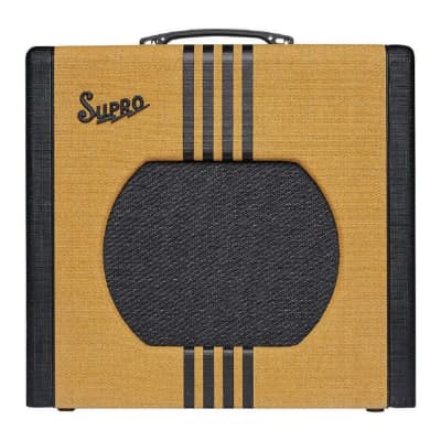 Supro 1822RTB Delta King 12 1x12" 15W Tube Combo Amp (Tweed/Black) Bundle with 10' Guitar Cable image 2