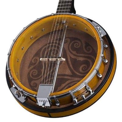Luna Model BGB CEL 5 5-String Acoustic Celtic Banjo with Transparent Head image 3