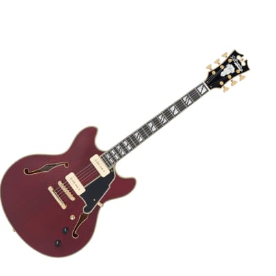 D'angelico Deluxe DC w/ Stop-Bar Tailpiece - Satin Trans Wine image 1