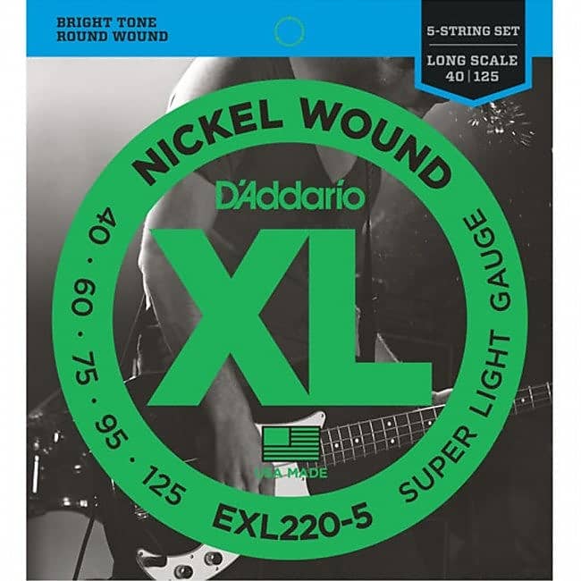 D'Addario EXL220-5 Bass Guitar Strings XL 5-Str Nickel Wound Long Scale 40-125 Super Light image 1