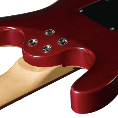 Bootlegger Guitar Royal Coil Split, HHH, Clear Deep Burgundy Quilted Maple, Double Lock Tremolo image 4