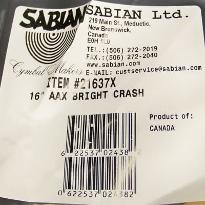 Sabian AAX 16" Bright Crash Cymbal/Model # 21637X/New image 4