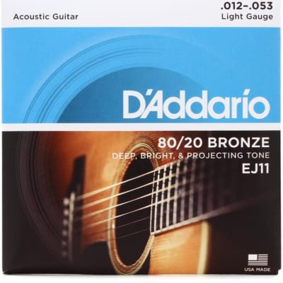 D'Addario EJ11 80/20 Bronze Acoustic Guitar Strings Light 12-53 image 1
