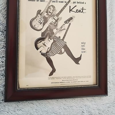 1966 Kent Guitars Promotional Ad Framed Kent Solidbody, Hollowbody Original for sale