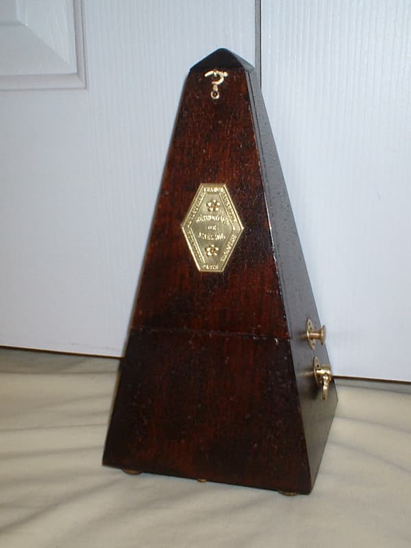 Antique Wood Bell Metronome de Maelzel by Seth Thomas Clocks Dark Walnut,  Fully Restored, Brass Trim
