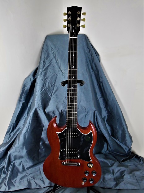 2003 Gibson SG Faded Red Crescent Moon Inlay on Ebony w Anniv Gold Ltd Hard Case