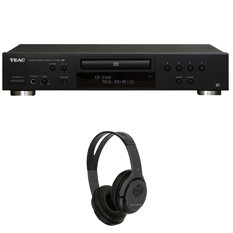 Teac CD-P650-B CD Player with USB + iPod Interface w/ Xtreme Bluetooth  Headphones