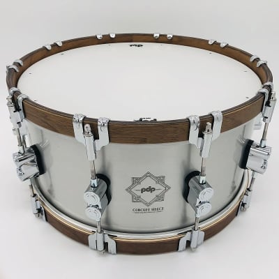 PDP Concept Select 6.5X14" Aluminum Snare Drum w/ Walnut Hoops PDSN6514CSAL image 8