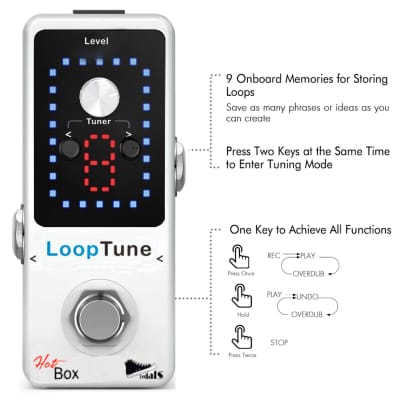 Hot Box Pedals Looper/Tuner Pro Pedal- LED Display Guitar Loop Effect Pedal  9 Loops 40 Min Record image 5