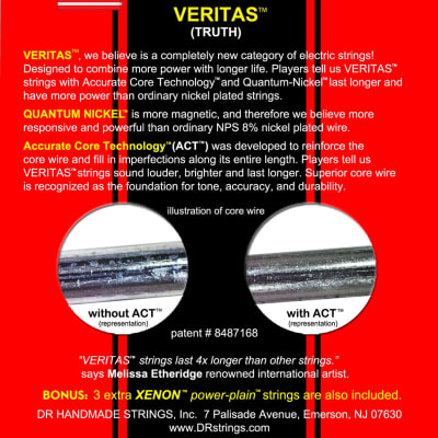 DR Veritas Electric Quantum Nickel 10-52 Corrosion Proof Pack VTE-10/52 10 13 17 30 44 52 W/Bonus of 3 Free Strings image 2