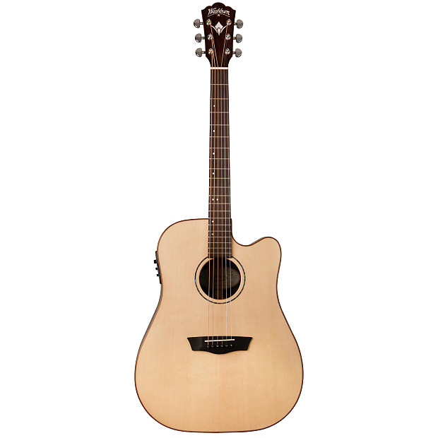 Washburn WD250SWCE Dreadnought Cutaway with Electronics Natural image 1