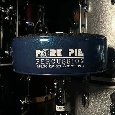 Pork Pie Round Drum Throne in Black Swirl Top w/ Blue Sparkle Side image 2