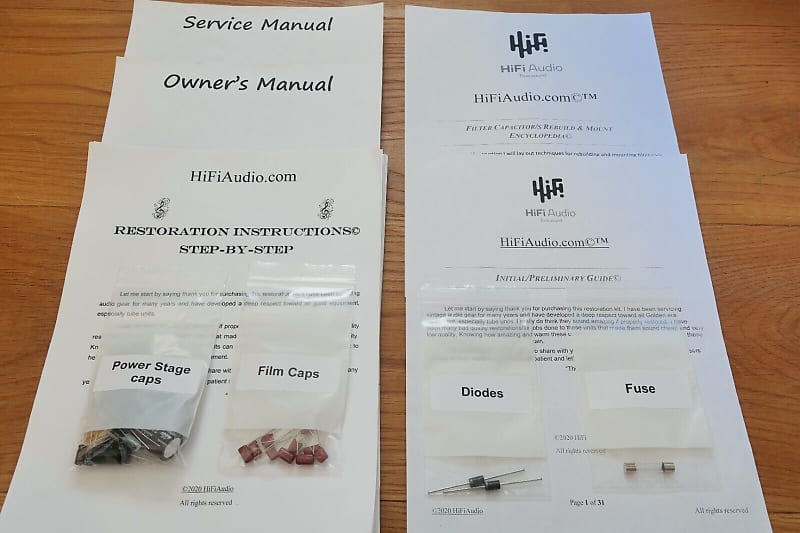 KLH model 11 restoration kit filter capacitor repair rebuild fix  			