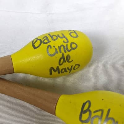 Handmade Traditional Mexican Wooden Maracas - Yellow image 3