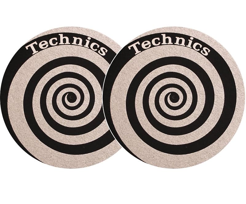 Technics Slipmats Tappetini Giradischi Logo Spirale Nero E Grigio