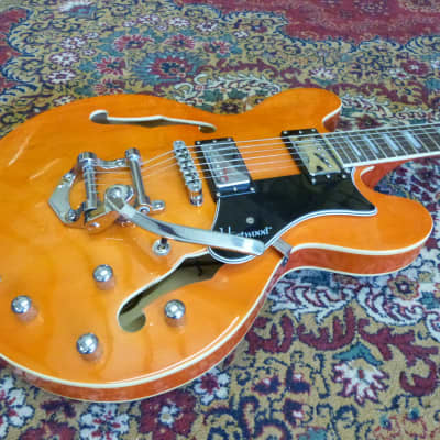 Hartwood Revival Vibrato Semi Acoustic Guitar, Burnt Orange image 2
