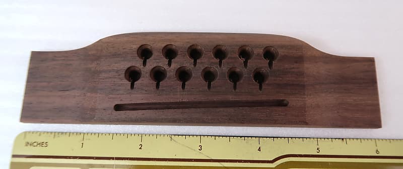 Bridge Kit Rosewood for Acoustic 12 String with Black Pins / Saddle / Rosewood Bridge Complete image 1