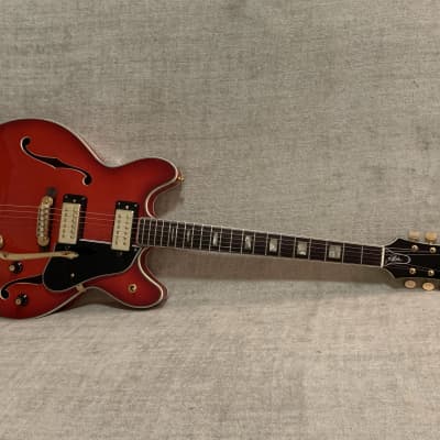 Vintage 1970's Aria Diamond 1242 G Red with Gold Hardware +