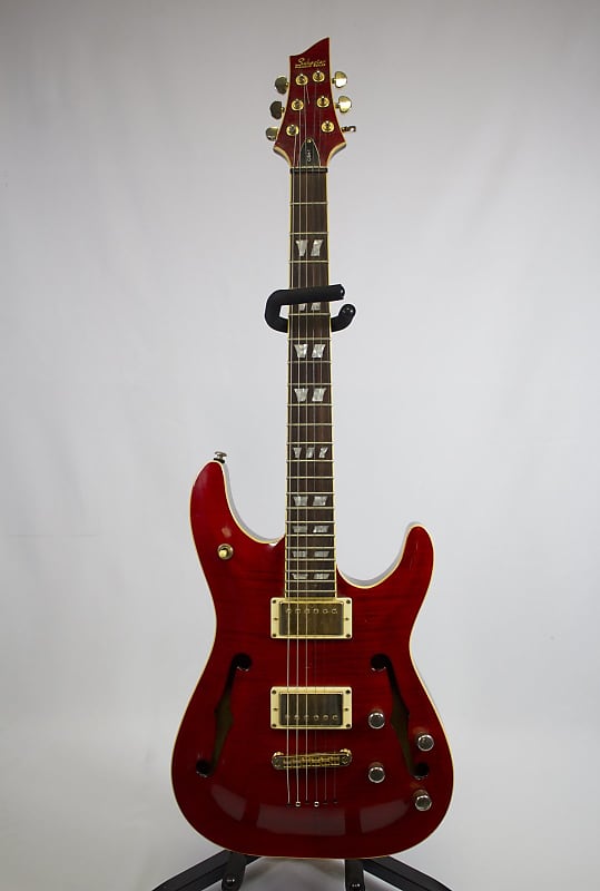 Schecter Diamond Series C/SH-1 Cherry Red Hollow-Body Electric Guitar (Used) WITH CASE image 1